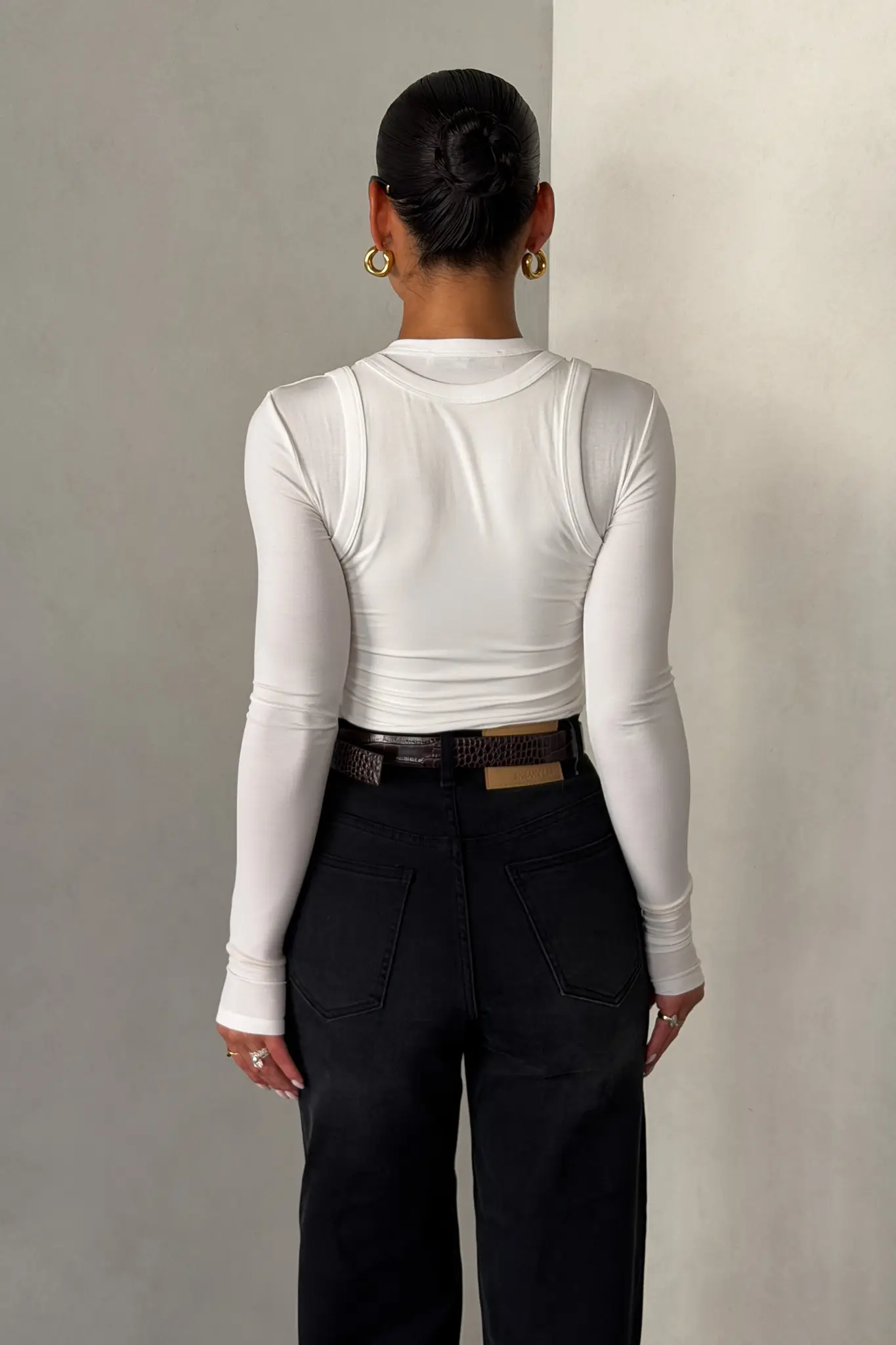 Yianni Layered Long Sleeve Top White - Image 5