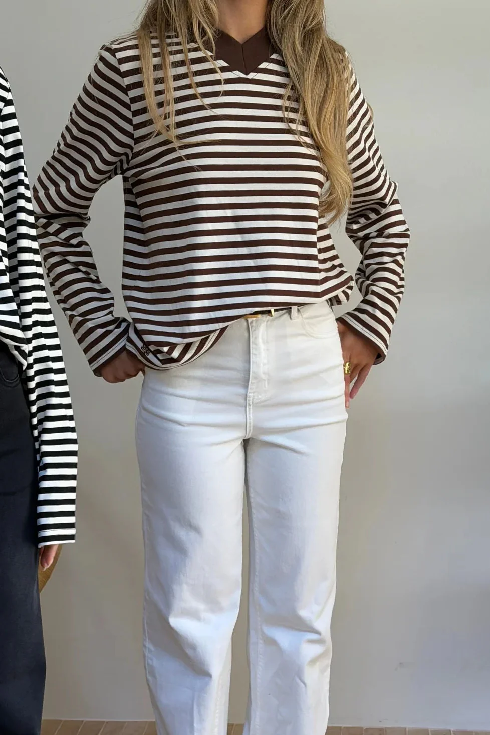 Millie Relaxed Long Sleeve Tee Chocolate Stripe - Image 4