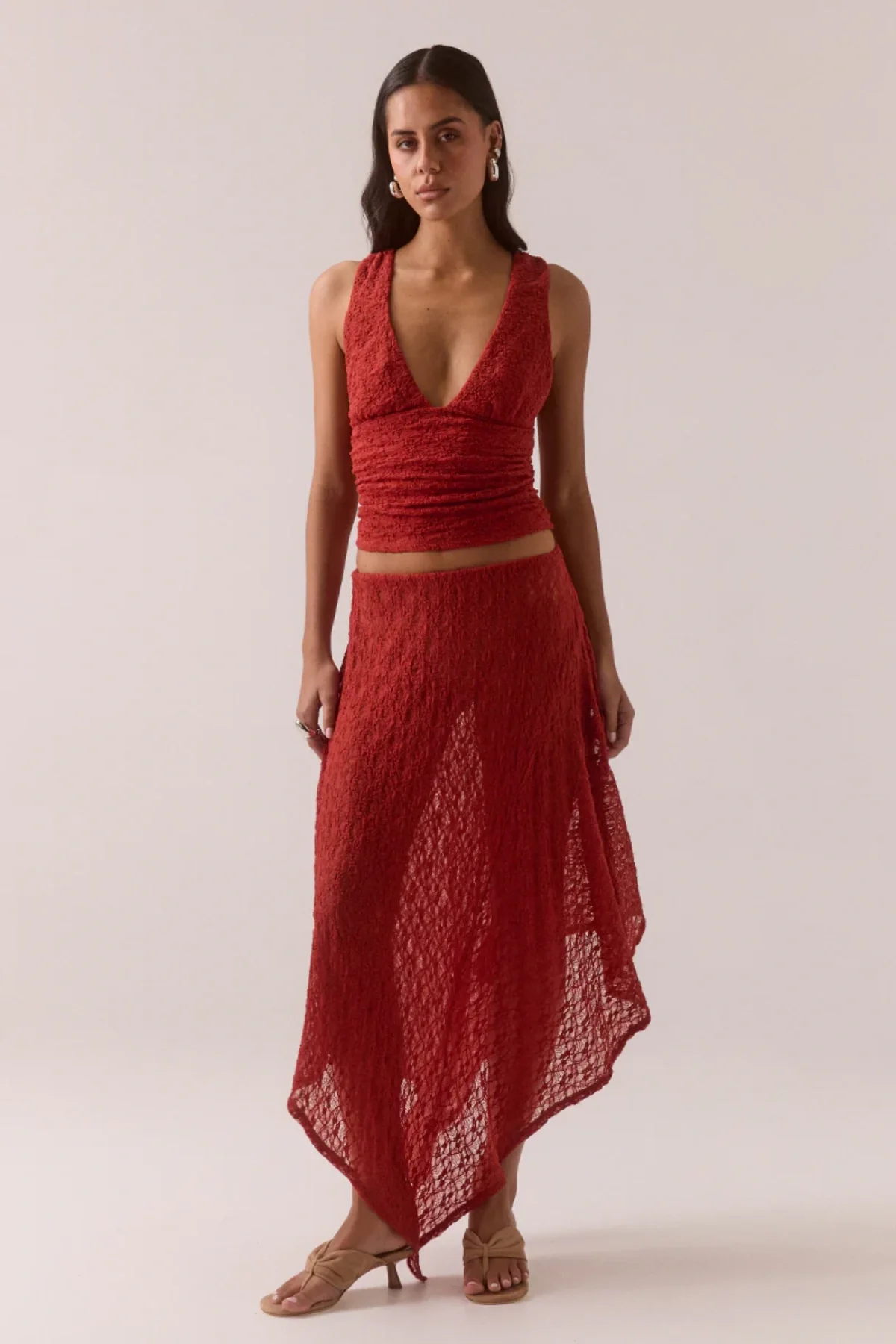 Aaila Lace Skirt Blood Orange