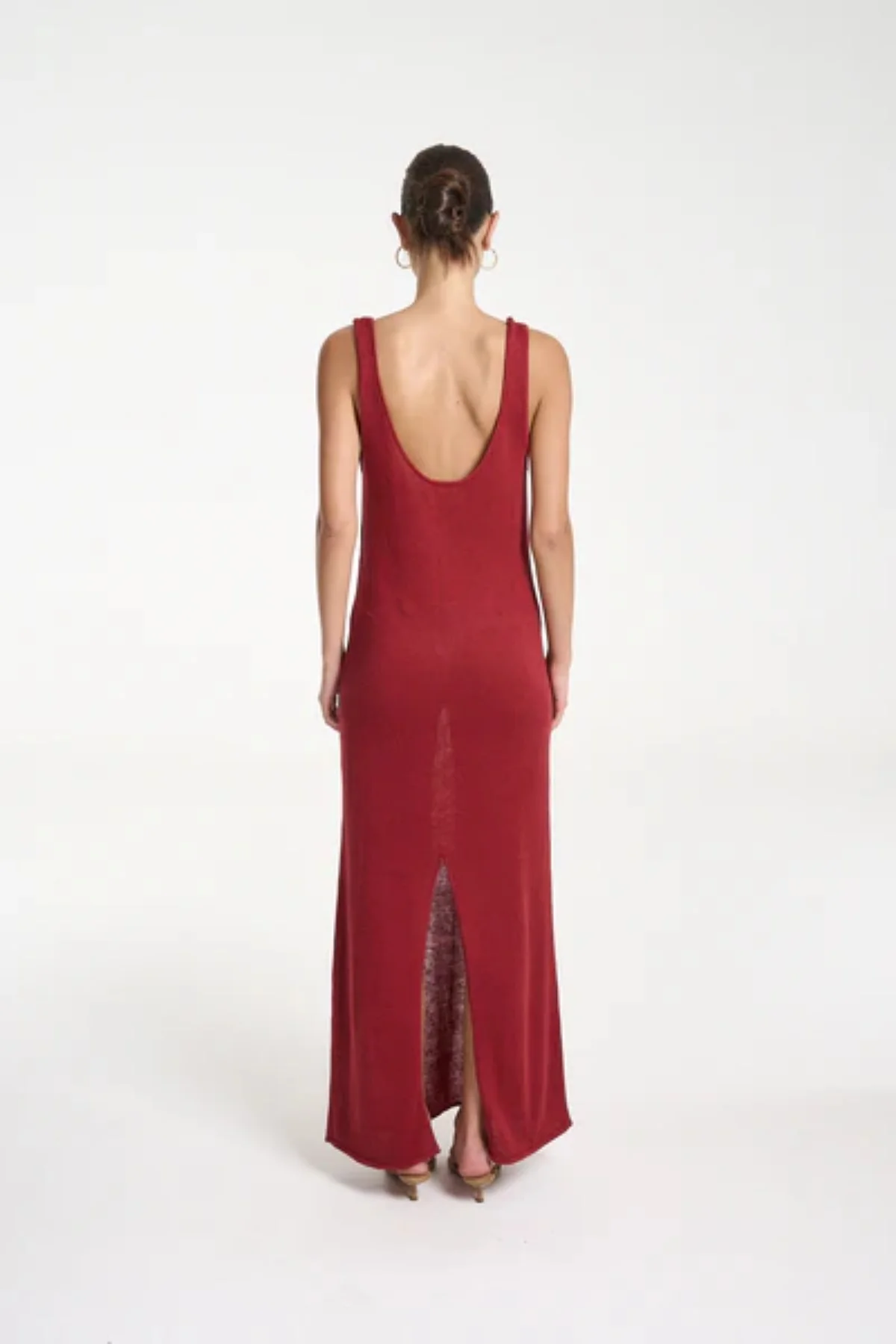 Knit Maxi Dress Carmine Red - Image 3