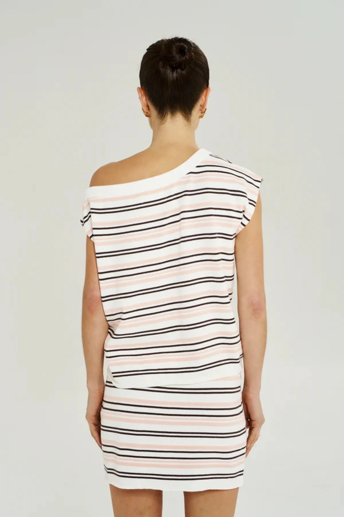 Knit Off Shoulder Top Dusty Rose Stripe - Image 3