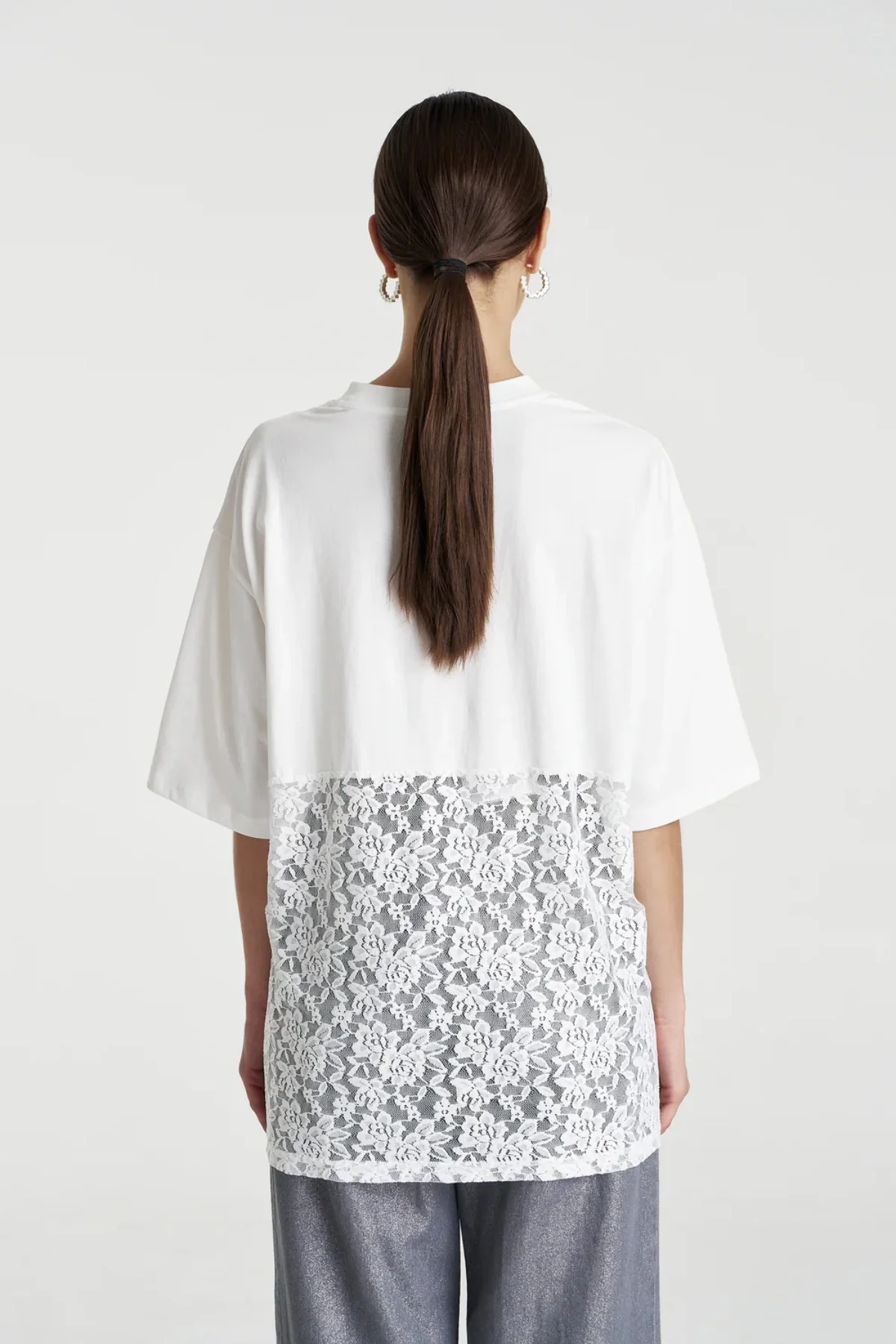 Lace Panel Tee Lily White - Image 3