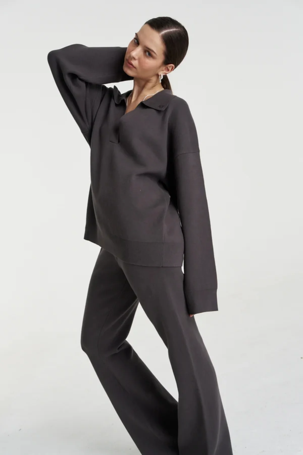 Long Sleeve Collared Knit Shadow - Image 5