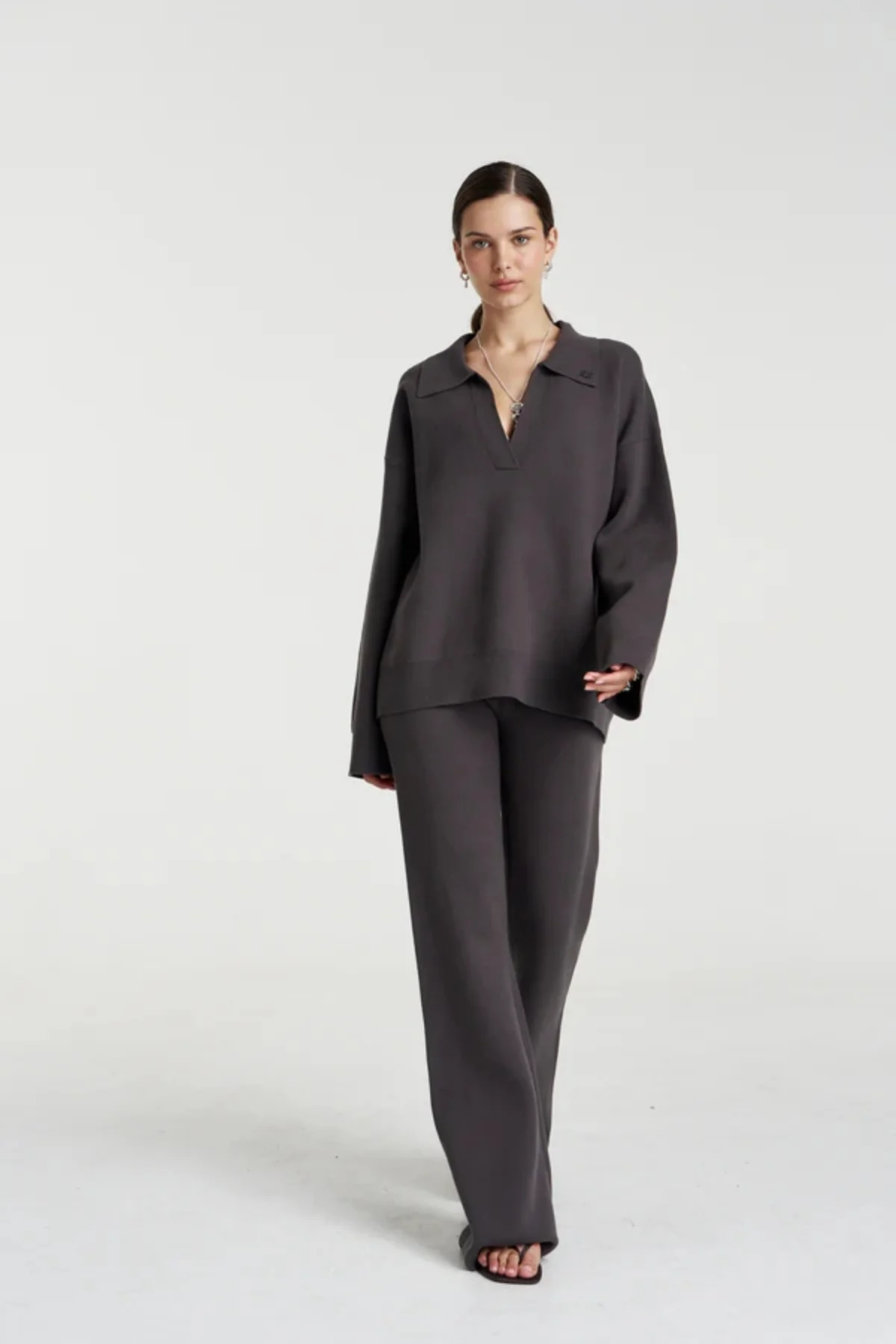 Long Sleeve Collared Knit Shadow - Image 6